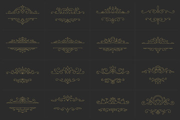 Vintage ornament swirl text dividers filigree calligraphic vector set