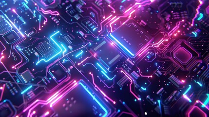 Obraz premium KS 3d render of abstract futuristic background with neon.