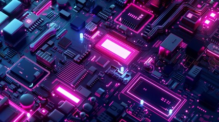  KS 3d render of abstract futuristic background with neon.