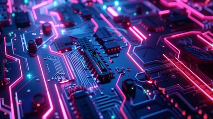 Obraz premium KS 3d render of abstract futuristic background with neon.