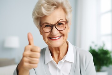 portrait of an adorable senior woman doing a good gesture