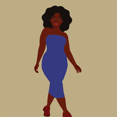 Afro black woman in elegant art style vector