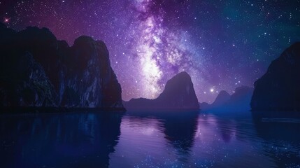 Cinematic Milky Way Landscape. A Stunning Celestial Symphony. - obrazy, fototapety, plakaty