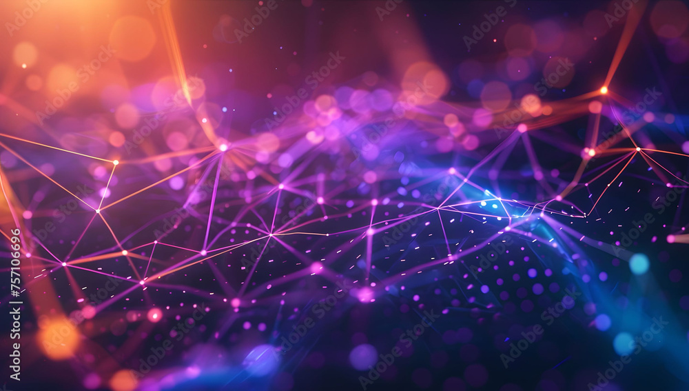 Poster abstract neon light background with vibrant pink, yellow, and blue neon lines, creating an intense a