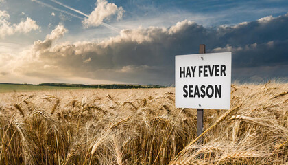 Hay Fever - Warning of Hay Fever Season - Coming of Spring and Summer - Blooming of Allergen producing Plants, Grass, Trees and Flowers. - obrazy, fototapety, plakaty