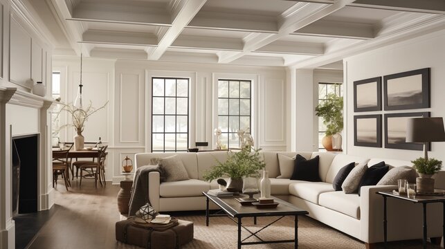 Create a statement ceiling with unique molding or trim