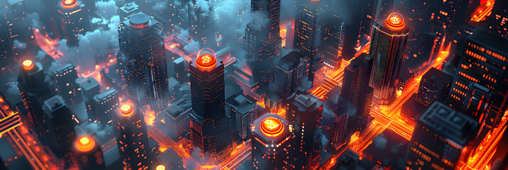  Decentralised Finance Illustration,
Cybere futuristic city of future intelligent