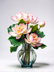Beautiful lush bouquet with Lotuses on a white background