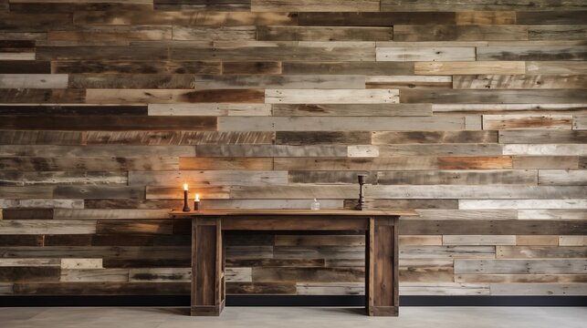 Create a statement wall with a unique material like reclaimed wood or metal