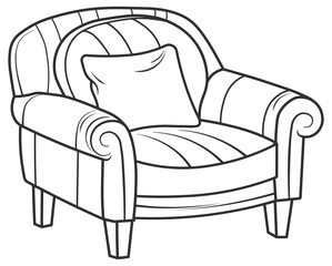 vector drawing of an armchair or sofa without background