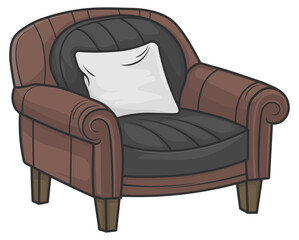 vector drawing of an armchair or sofa without background