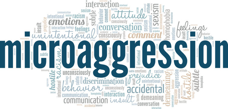 Micro Aggression word cloud conceptual design isolated on white background.