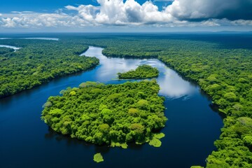 Fototapeta na wymiar Aerial view of a river in a rainforest