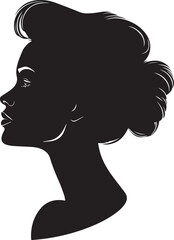 Woman heads in profile silhouette, Beautiful female faces profiles silhouette outline illustration