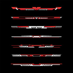 Sport racing stripes car stickers. modification body speed and drift vinyl decal isolated set templates - obrazy, fototapety, plakaty