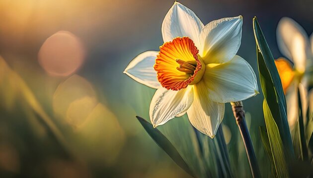 macro photography of Daffodil, blurry background