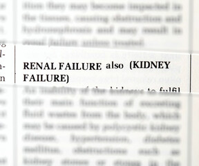 Obraz premium close up photo of the words renal failure