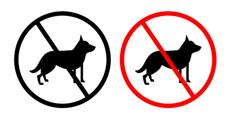 No Dogs Allowed Sign Line Icon. Canine Entry Prohibition icon in outline and solid flat style. - obrazy, fototapety, plakaty