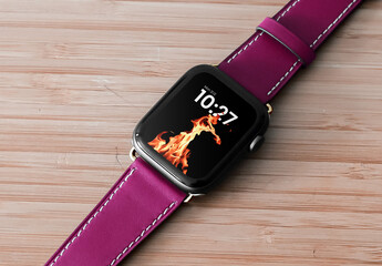 Smartwatch with Leather Belt Mockup
