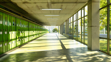 Contemporary Corridor: Bright and Modern Interior Pathway, Illuminated by Natural Light and...