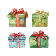set of gift boxes with bows isolated vector 