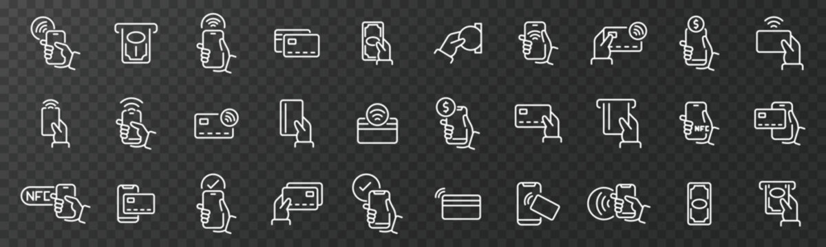 Payment icons. NFC payment. Pay concept icon set. Online payment. Payment options.