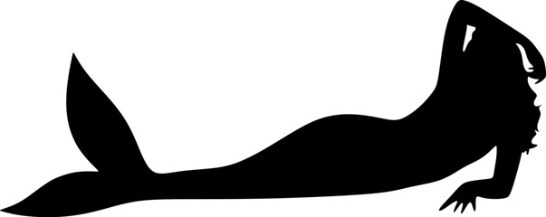 Fototapeta premium Mermaid black vector silhouette