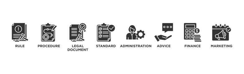 Guideline banner web icon vector illustration concept with icon of rule, procedure, legal document, standard, administration, advice, finance, marketing	