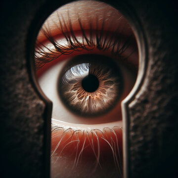 Ein Auge schaut durch ein Schl&uuml;sselloch