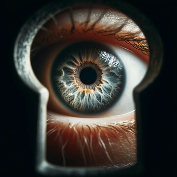 Ein Auge schaut durch ein Schl&uuml;sselloch
