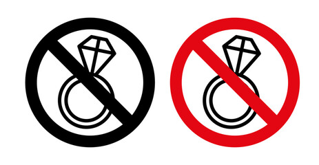 No Jewelry Sign Icon Set. Vector Illustration - obrazy, fototapety, plakaty