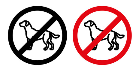 No Dogs Allowed Sign Icon Set. Vector Illustration - obrazy, fototapety, plakaty