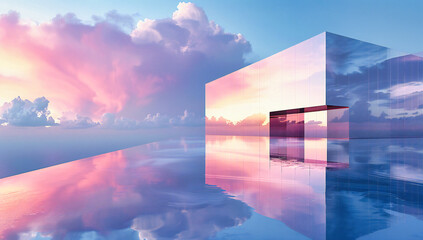 Conceptual door opening to a sky, symbolizing opportunity, innovation, and the threshold to new...