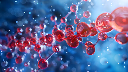 Red Blue abstract Molecular background