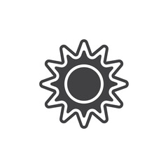 Sun-shaped sticker or label vector icon