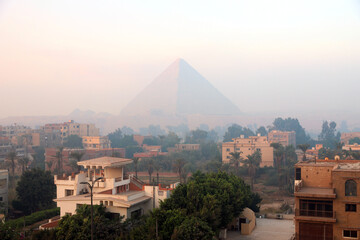 View with the Pyramid of Cheops, the biggest from the site of the great pyramids of the Giza...