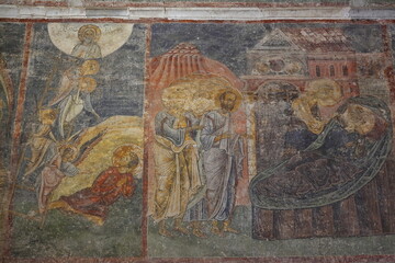 Frescoes depicting scenes of Abraham's life, bema or chancel area of Saint Sophia -Crkva Sveta...