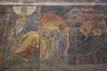 Poster Frescoes depicting scenes of Abraham's life, bema or chancel area of Saint Sophia -Crkva Sveta Sofija- church. Ohrid-North Macedonia-309 © rweisswald