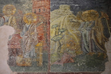 Frescoes depicting scenes from the Bible, bema or chancel area of Saint Sophia -Crkva Sveta Sofija- church. Ohrid-North Macedonia-311