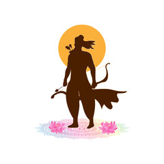 Lord Ram silhouette standing on a podium with transparent background