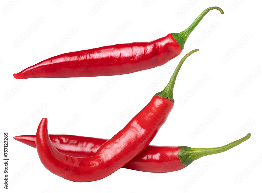 Wall mural fresh red chili is isolated, transparent png, png format, cut out.