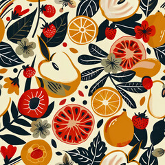 Vintage Spring Floral Delight: Vibrant Retro Design, Meticulously Crafted, Seamless Pattern, Created using generative AI	