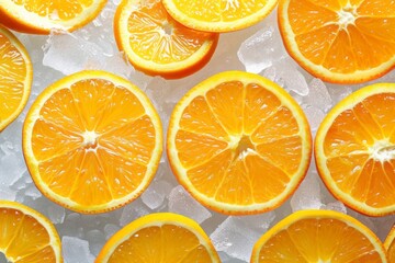 Close-up of Sliced Oranges on Ice