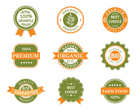 Vector set of organic product badges.