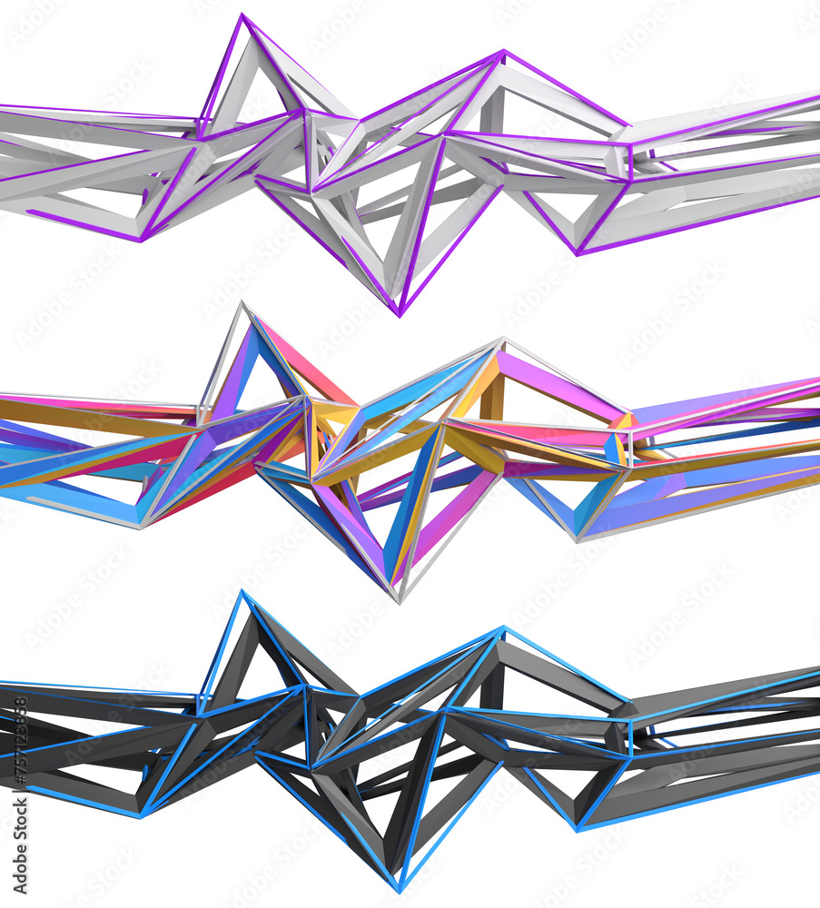 Poster set of abstract structures, 3d render