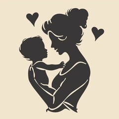 Simple silhouette for Mother's Day universally recognizable elegant image that evokes the essence of motherhood.