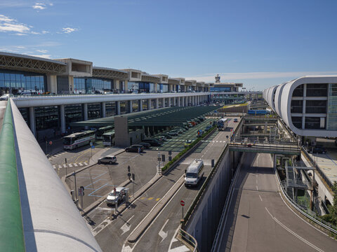 Milano, Italy - 8 august 2023: External View of Milan Malpensa International Airport -Italy