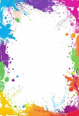 Frame template made of colorful paint stains perfect for adding a creative touch to your designs, holi background photo