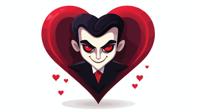 Vampire in the form of a heart flat vector isolated