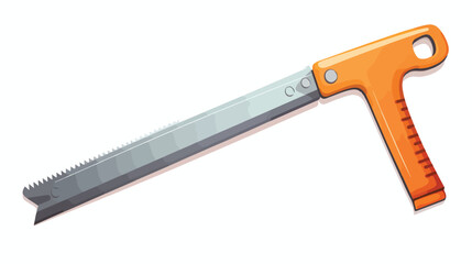 Vector hacksaw with orange handle isolated on white